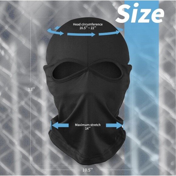 YESLIFE Balaclava Ski Mask Full Face Black No Mouth Opening, 2 Eyes (008-9) - Picture 2 of 5